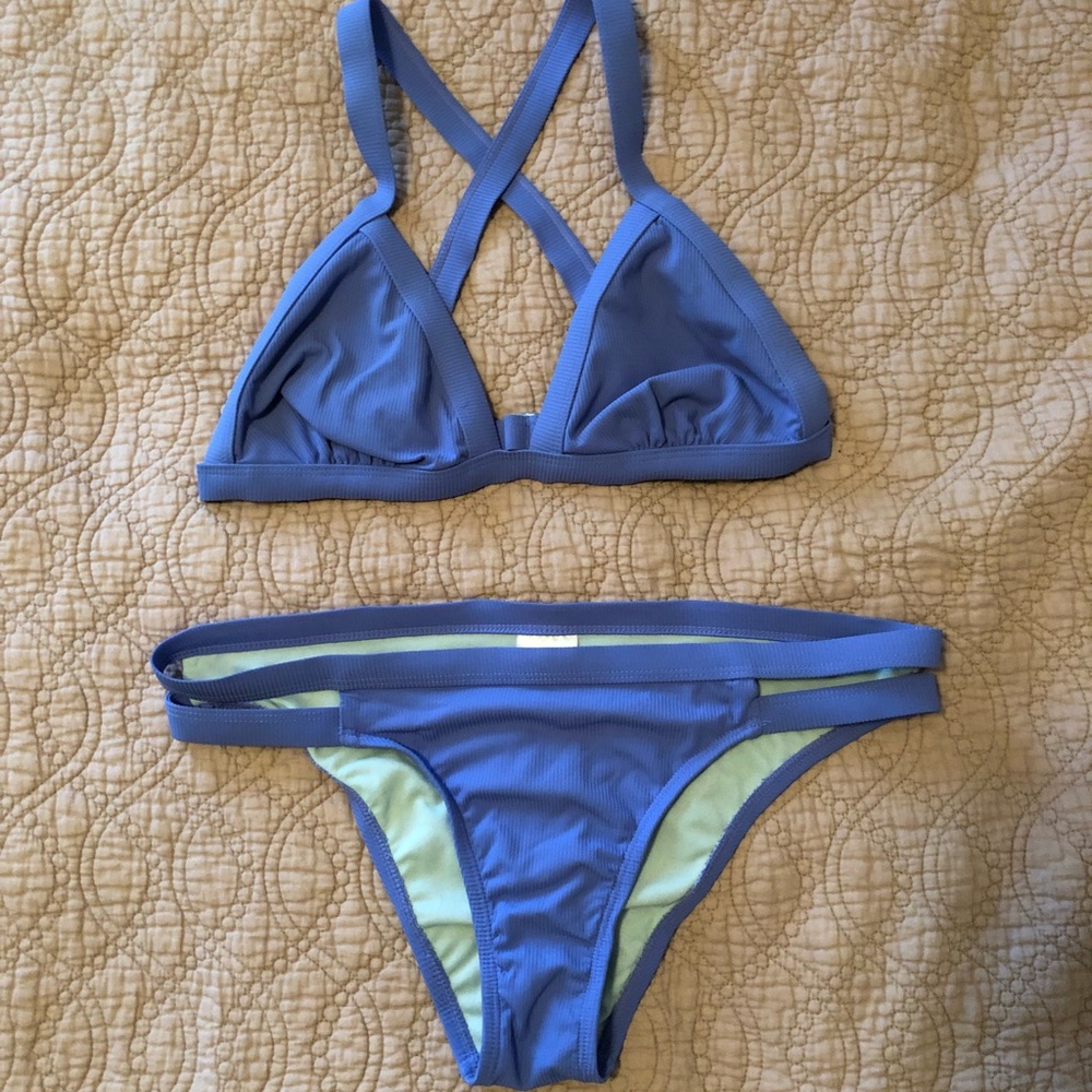 Cross Back Blue Bikini